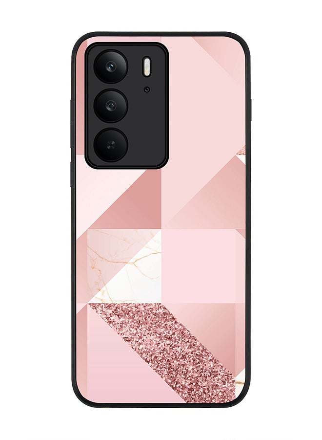 For Realme C75x / C75 4G Case,Slim fit Camera Protection, Shockproof Thin Phone cover  - Marble Pink Geometric